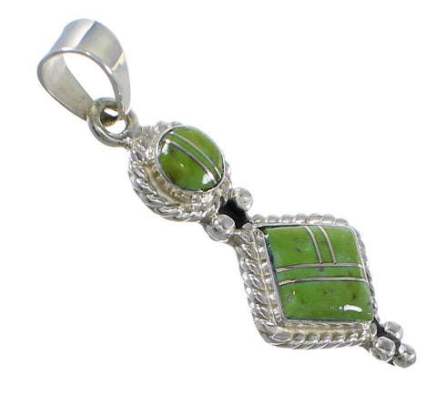 Turquoise Inlay Silver Jewelry Slide Pendant AX79075